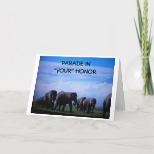 CARTE FÉLICITATIONS DE RETRAITE AVEC PARADE ÉLÉPHANT