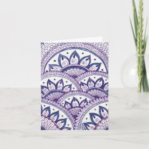 Carte Félicitations Denim Blues Damask Indian Mandala