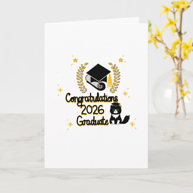 Carte Félicitations diplômé 2026  (Fleur jaune)
