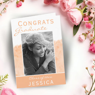 Carte Félicitations Diplômé Aquarelle Photo Graduate