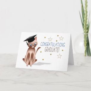 Carte FÉLICITATIONS - DIPLÔMÉ- Chat Kitty - CASQUETTE/ÉT