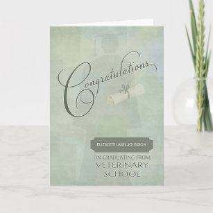 Carte Félicitations Diplômé de l'école vétérinaire w Nom