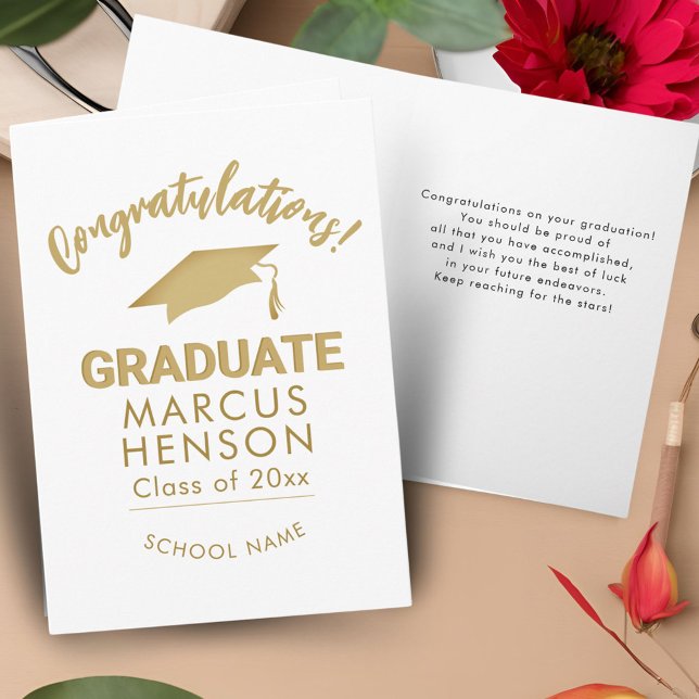 Carte Félicitations diplômé d'or Cap de graduation (Créateur téléchargé)