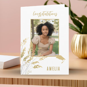 Carte Félicitations Diplômé Feuillage Photo de Diplômé