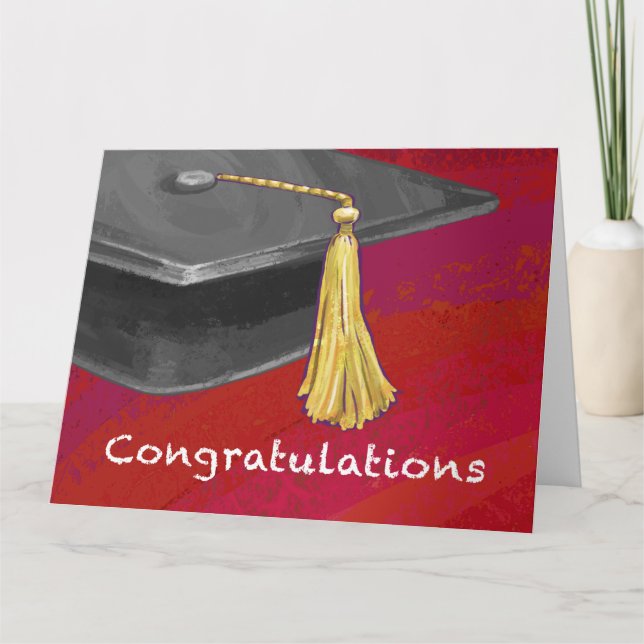 Carte Félicitations Diplômé Noir et Rouge (Devant)