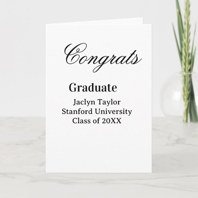Carte Félicitations diplôme nom université nom promotion (Devant)