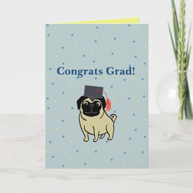 Carte Félicitations diplômé Pug (Devant)