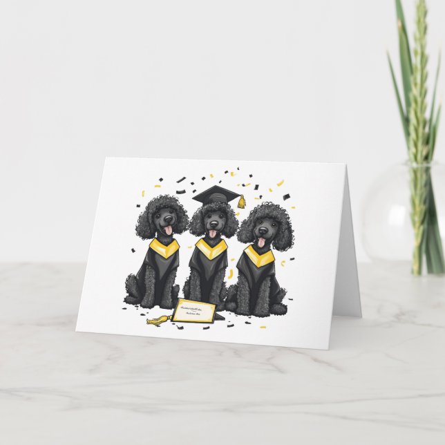 Carte Félicitations Diplôme Standard Poodle Dogs (Devant)
