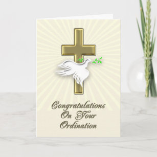 Carte Félicitations d'ordination avec une croix d'or