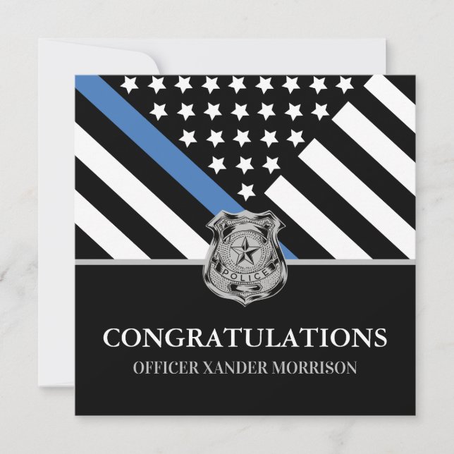 Carte Félicitations Drapeau Ligne Bleue Remise de Diplôm (Devant)