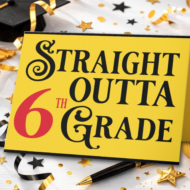 Carte Félicitations drôles pour la fin de la 6e année (Graduation Card for your favorite grad. 6th Grade School. Personalize with own message. Modern fun!)