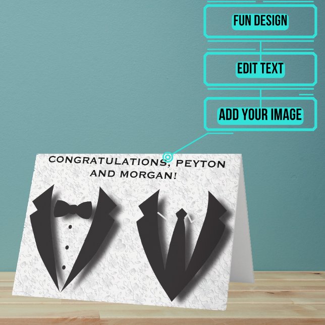 Carte Félicitations du jour de mariage Abstrait de deux  (Send your love and congratulations with a modern and unique twist.)