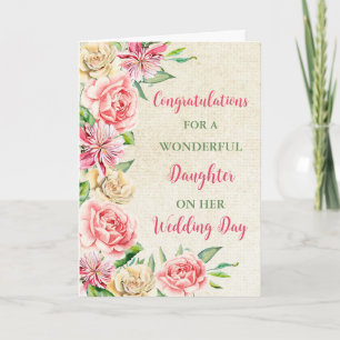 Carte Félicitations du jour du mariage de la fille