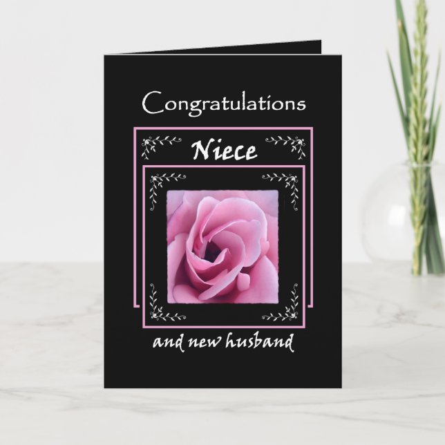 Carte Félicitations du Mariage de la NIECE - Rose rose (Devant)