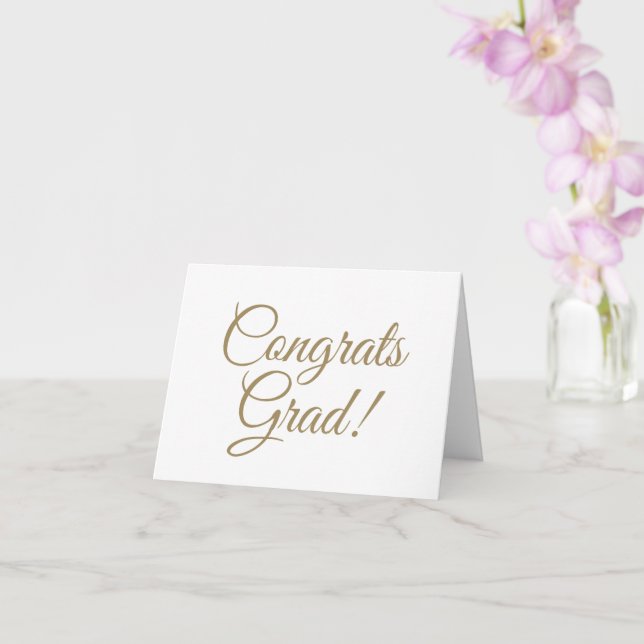 Carte Félicitations écriture d'or blanc gris élégant gra (Orchidée)