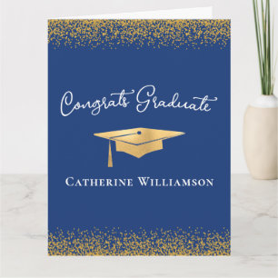 Carte Félicitations Élégant Or Personnalisé Diplômé