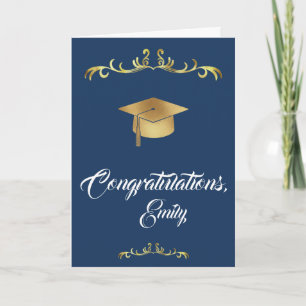 Carte Félicitations Élégantes Dorées Diplômé Remise de d