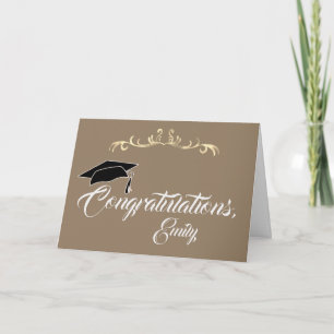 Carte Félicitations Élégantes Dorées Diplômé Remise de d