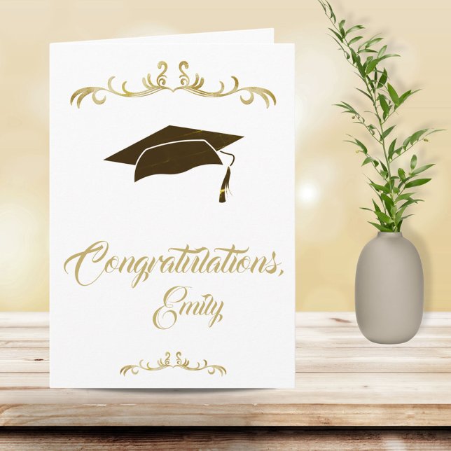 Carte Félicitations Élégantes Dorées Diplômé Remise de d (Créateur téléchargé)