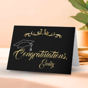 Carte Félicitations Élégantes Dorées Diplômé Remise de d