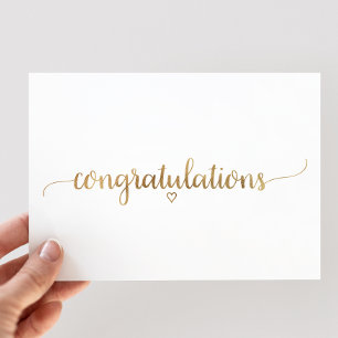 Carte Félicitations en calligraphie dorée simple