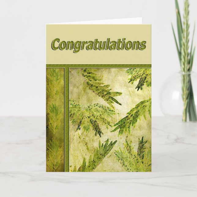 Carte Félicitations Feuilles vertes botaniques (Devant)