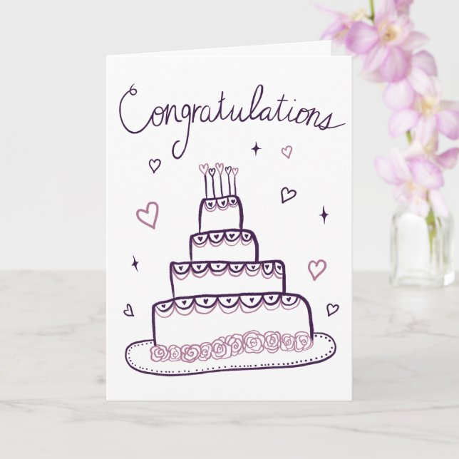 Carte Félicitations Fiançailles Mariage Sketch Doodle (Orchidée)
