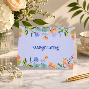Carte Félicitations Florales Élégantes Botaniques