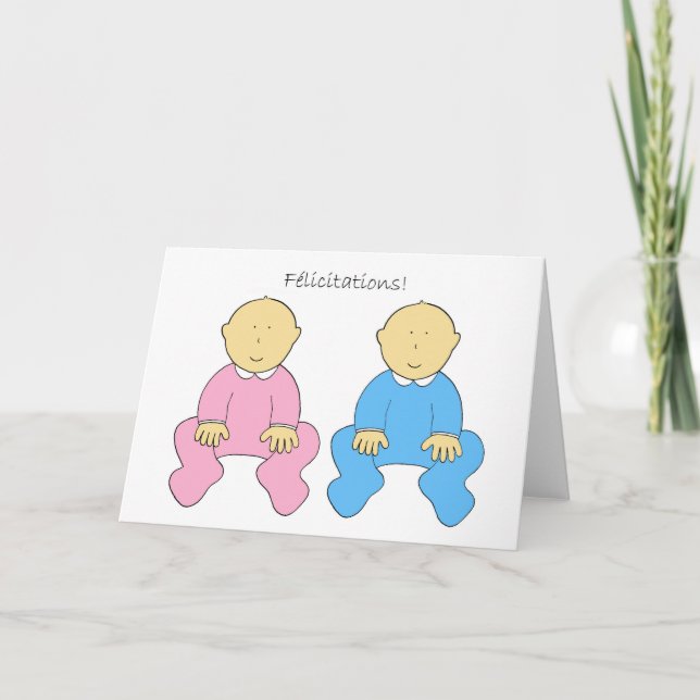 Carte Félicitations, French Twins, Félicitations. (Devant)