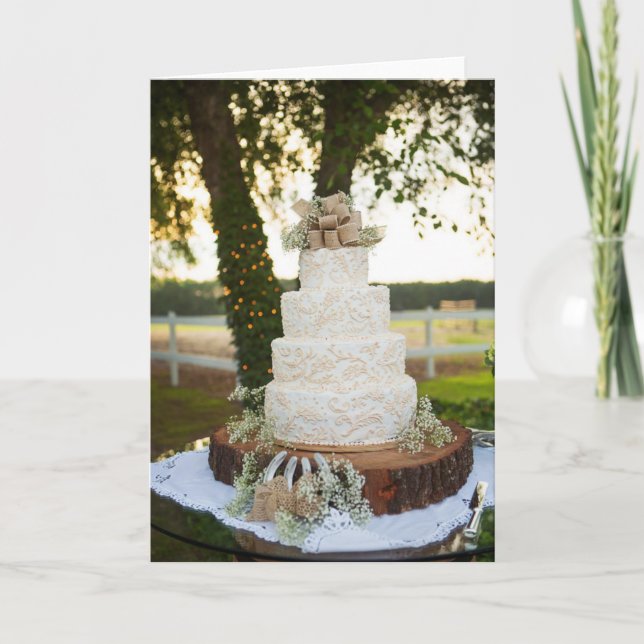 Carte Félicitations - Gâteau de Mariage Rustique (Devant)