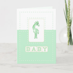 Carte Félicitations Girafe bébé, Vert