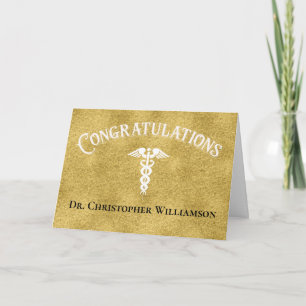 Carte Félicitations Gold Médicale Doctor Graduate Card