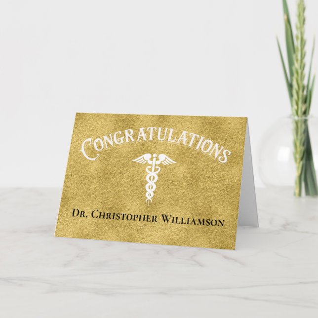 Carte Félicitations Gold Médicale Doctor Graduate Card (Devant)