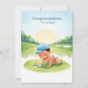 Carte Félicitations Golf C'est un Garçon   Bébé Go