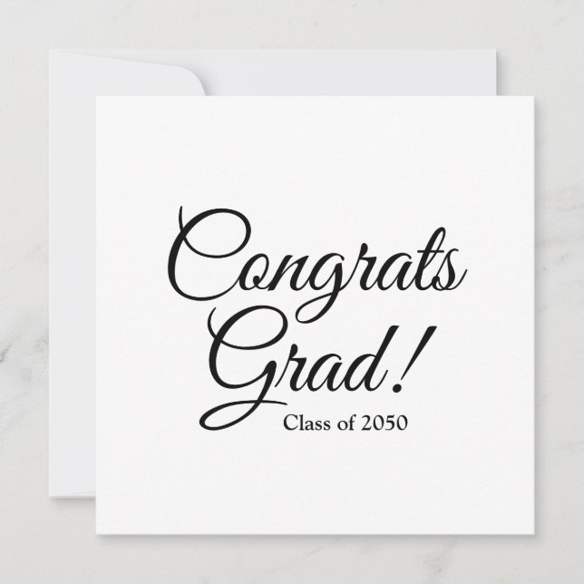 Carte Félicitations grad noir blanc personnalisé script  (Devant)