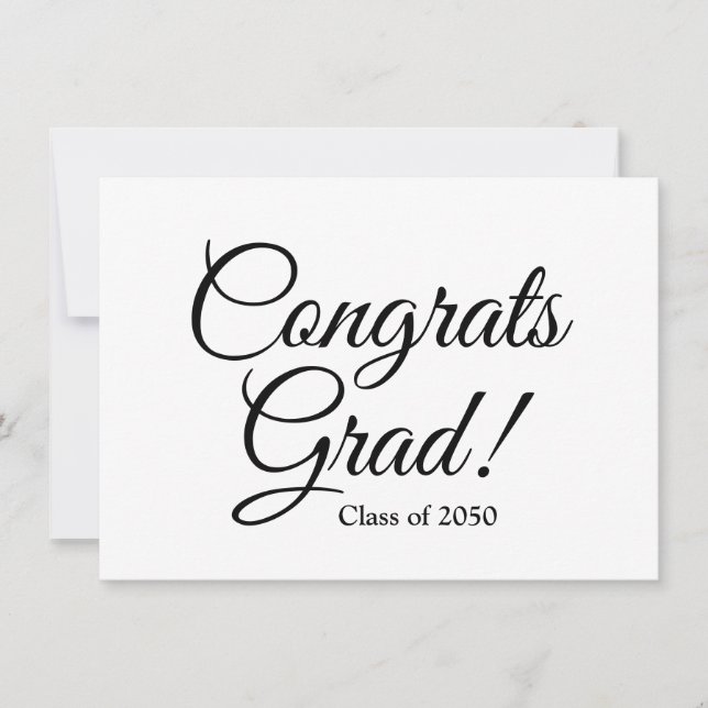 Carte Félicitations grad noir blanc personnalisé script  (Devant)
