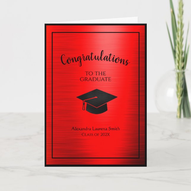 Carte Félicitations Graduate Class of 2024 Red Black (Devant)