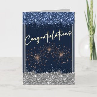 Carte Félicitations Graduation Blue & Silver Sparkle