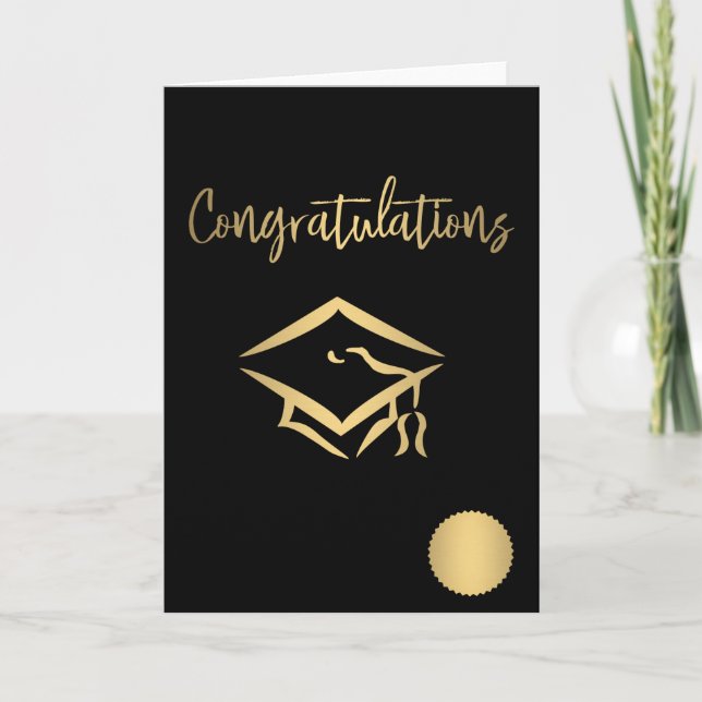 Carte Félicitations Graduation Cap Gold Seal Metallic (Devant)