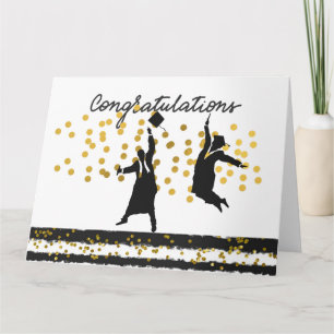 Carte Félicitations Graduation Confetti or noir