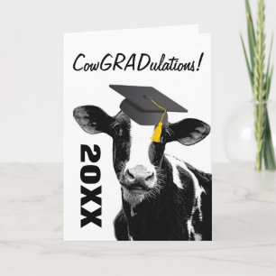 Carte Félicitations Graduation Funny Cow en Casquette
