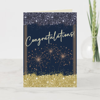 Carte Félicitations Graduation Marine & Yellow Sparkle