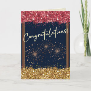 Carte Félicitations Graduation Red & Gold Sparkle