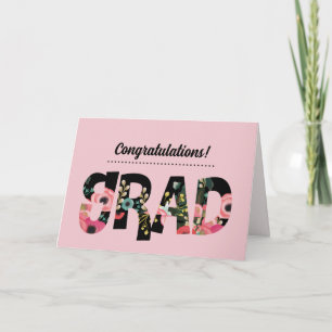 Carte Félicitations Grand Motif Floral Texte
