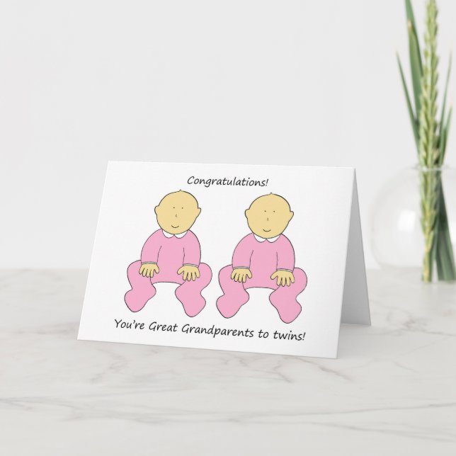 Carte Félicitations grands-parents à Twin Girls. (Devant)