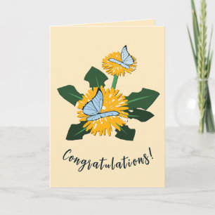 Carte Félicitations Jaunes Papillons Pissenlit Mignons