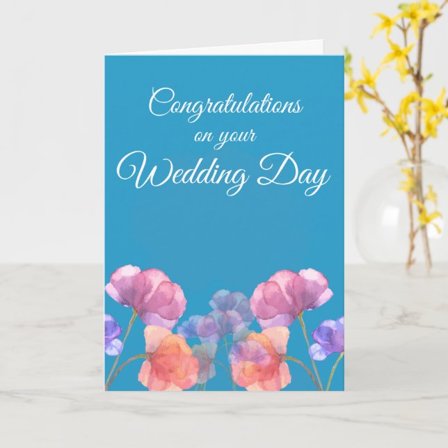 Carte Félicitations Jour de Mariage (Fleur jaune)