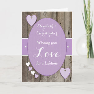 Carte Félicitations Jour de Mariage Rustique violet