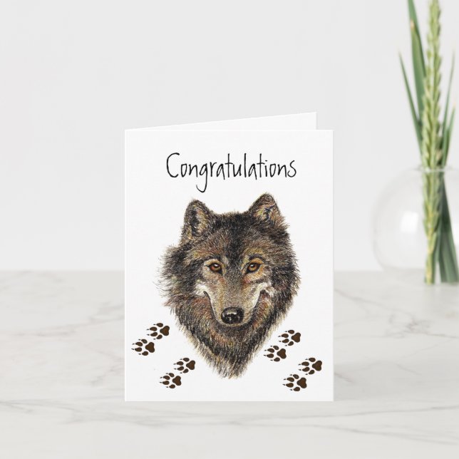 Carte Félicitations, Loups, Wolf Tracks AnimalCard (Devant)