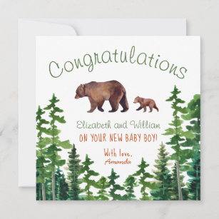Carte Félicitations Mama mignonne et ours de bébé